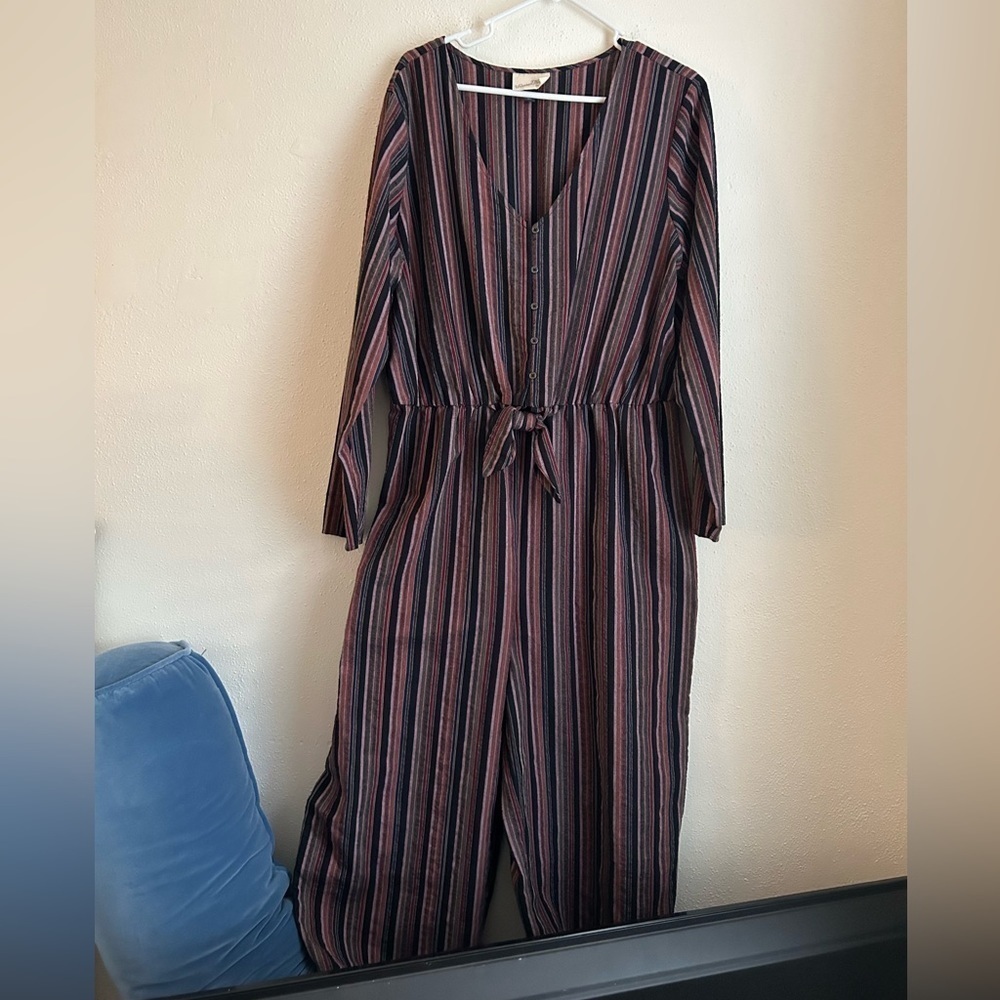 Universal Thread Striped Cotton Blend Long Sleeve Jumpsuit Size XXL